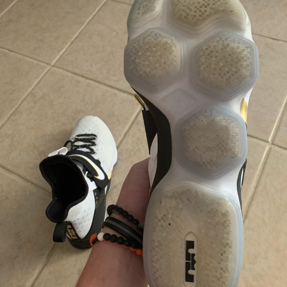 Lebron 14 white and gold